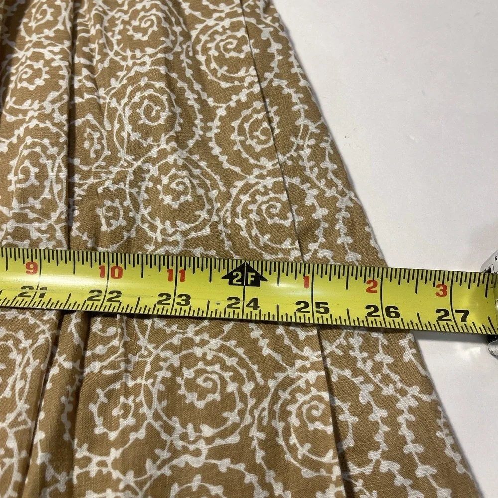 Liz Claiborne Pleated Midi Skirt 14 Back Zip Brown, White Peasant Vacation Lined
